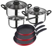 San ignacio - batería de cocina 5 piezas y juego de sartenes en rojo