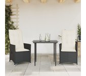 2 uds sillones reclinable jardín | silla de exterior | sillon cojines ratán sintético negro cfw53559