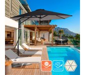 Sombrilla negro de acero hexagonal para jardín y terraza dorico noir 3m