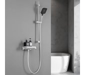 Lonheo max columna de ducha 38°c termostática cromada + estantes de cristal templado + teleducha 3 tipos de chorros