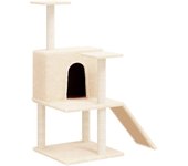 Rascador para gatos con postes de sisal crema 109 cm