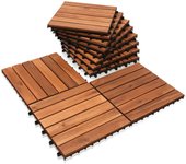 Baldosas de madera de acacia, 1 m², 11 unidades, 30 x 30 cm, para balcón, jardín, terraza, balcón