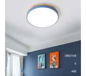 Lámpara de techo led, moderna lámpara de techo redonda de metal de 36 w, luz blanca de 6000 k para sala de estar, dormitorio, 40 cm, azul