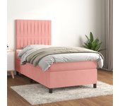 Cama con somier y colchón rosa 90x200 cm terciopelo