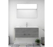 Conjunto de baño suspendido florencia 1 cajón incluye mueble, lavabo y espejo - combi (blanco y smoky) 90 x 45 cm seno centrado