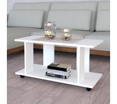 Mesa baja con ruedas madera fsc® mod. pilar. henor. 90x40x45.5 blanco.