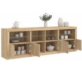 Aparador | aparador de comedor | armario de cocina con luces led roble sonoma 202x37x67 cm cfw10272