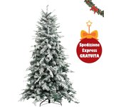 Albero di natale artificiale alaska innevato compatto extra folto rami ombrello - h210 cm 1876 rami