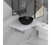 Vidaxl conjunto de muebles de baño 2 piezas cerámica blanco