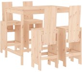 Set de mesa y taburetes altos jardín 5 pzas madera maciza pino