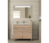 Mueble de baño bahia 2 puertas y un cajón incluye lavabo y espejo - estepa 90 x 45 cm
