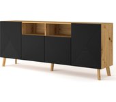 Bufé 4 puertas nexa madera y negro