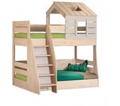 Litera casita escalera izquierda aglomerado gris 90/100x200cm