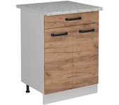 Vicco mueble bajo de cocina r-line, roble dorado, 60 cm et mármol