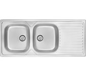 Fregadero de cocina de dos cubetas con escurridor 1165 x 500 mm en acero inoxidable deante techno zeu_0210 - acero inoxidable cepillado