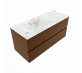 Mondiaz vica dlux 110cm mueble de baño color rust con 2 cajones. con lavabo cloud izquierda 1 orificio color frappe