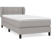Cama con somier tapizado y colchón de tela gris claro 90x200 cm