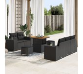Vidaxl conjunto de sofá de jardín de 8 piezas con cojines ratán poliéster negro acacia, vidaxl conjunto de comedor de jardín de 3 piezas con cojines r