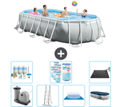 Paquete de piscina - intex - oval - 503x274x122 cm + accesorios cb44