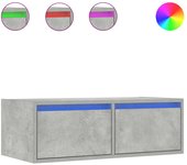 Mueble tv | mueble de salón | mesa de tv con luces led gris hormigón 75x35,5x25 cm cfw389577