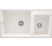 Fregadero de cocina de granito blanco modelo 88 x 50 cm doble seno deante eridan zqe_a20b - blanco
