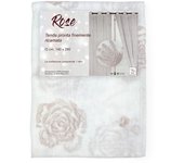 Cortina de rosas bordada con anillos - 140x280 cm elegante con rosas en relieve - tela ligera y decorativa
