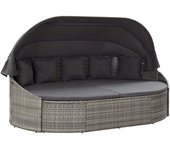 Maison exclusive - tumbona de jardín con dosel de ratán sintético gris