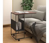 Maison exclusive - mesa auxiliar con ruedas madera ingeniería negra 55x36x63,5 cm