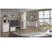 Mueble de televisión aparador juego de mesa de comedor blanco y roble