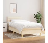 Cama con somier y colchón crema 90x190 cm tela