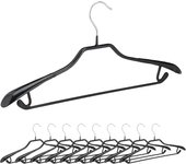 Relaxdays pack de 10 perchas ropa antideslizantes para trajes con barra, metal y pvc, negro, 45 cm