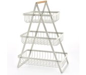 Cesta de frutas portátil de tres capas, cesta de almacenamiento de bocadillos de pan desmontable para sala de estar y cocina, color blanco