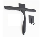 Escobilla de ducha de acero inoxidable de 14 pulgadas con hoja de silicona, herramienta de limpieza de baño multiusos - negro