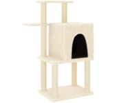 Rascador para gatos con postes de sisal color crema 97 cm