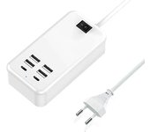 Usb c, cargador usb de 6 puertos, 2 puertos usb-c + 4 puertos usb-a, cargador multiusb compatible con múltiples dispositivos como iphone/samsung/tab