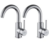 Auralum max 2pcs grifo lavabo baño forma en u bocal alto mezclador de lavabo cromado brillante rotativo 360° grifo mezclador lavabo moderno