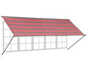 Relaxdays toldo ventana retráctil, 120x400 cm, protección uv, poliéster, sombreo balcón y terraza, gris y rojo