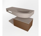 Mondiaz riva 100cm mueble bajo para con lavabo con repisa rust con 1 cajón. con lavabo derecho sin orificios smoke