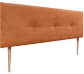 Dhome cabecero de pana liso con botones y patas alta gama moderno cabezal tapizado cama lujo dormitorio acolchado (naranja, 160x105cm)