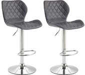 Set de 2 taburetes cork en simil cuero gris|cromado