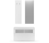 Set 3 piezas con pequeño mueble, perchero de pared y espejo basic - h165 cm