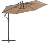 Sombrilla con dosel y mástil de aluminio 300 cm taupe