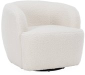 Sillón giratorio 360º de borreguito y metal, laya, crema, 79.5x77.5x67 cm