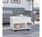 Mesa de centro elevable luanda, con ruedas , 38.86 cm x 54.86 cm x 49.78 cm , blanco