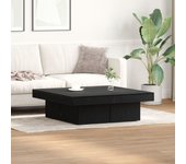 Mesa de café vidaxl en negro y roble, 90x90x28 cm, hecha de madera de ingeniería