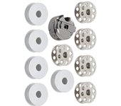 10 piezas de bobina + caja de bobina, carrete de metal, prensatelas para máquina de coser industrial, accesorios