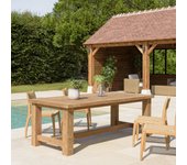 Kally - mesa de comedor de jardín de madera de teca reciclada de 220x100 cm