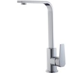 Grifo de cocina cuadrado, grifo para fregadero de agua fría y caliente, tubo plano con fondo de cobre, color plata cepillada