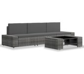 Juego de muebles de jardín 4 piezas | conjunto de comedor | conjunto de descanso ratán sintético gris cfw110418