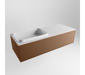 Mondiaz erin 120cm mueble de baño color rust con 1 cajón. con lavabo ridge izquierda sin orificios color talc